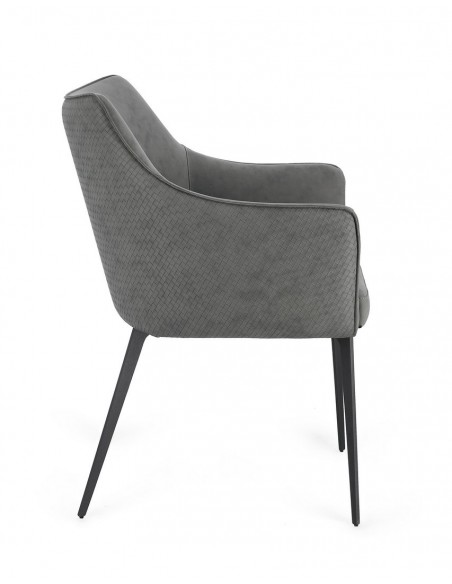 spisebordsstol med armlæn læder moderne design grå
