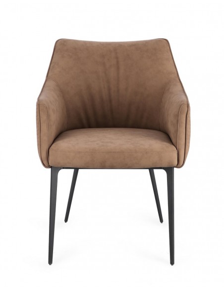 spisebordsstol med armlæn læder moderne design brun