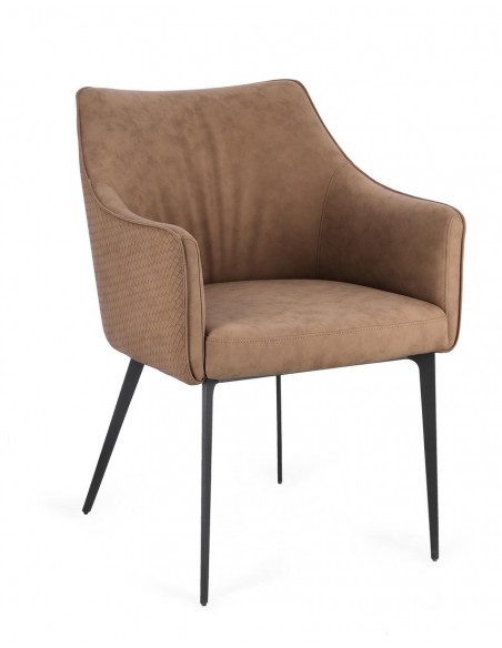 spisebordsstol med armlæn læder moderne design brun