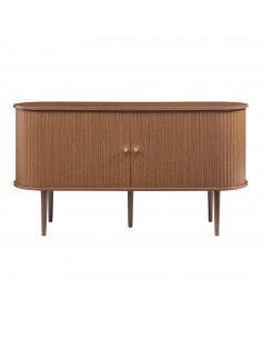 skænk træ brun moderne design opbevaring stuemøbler jalousilåger skydelåger