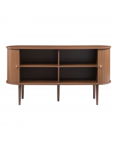 skænk træ brun moderne design opbevaring stuemøbler jalousilåger skydelåger 2