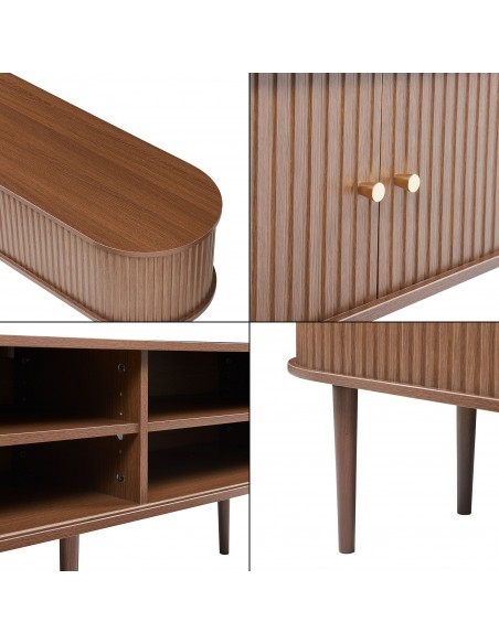 tvbord træ moderne design skydelåger opbevaring stuemøbler