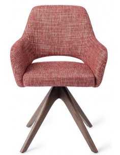 spisebordsstol med armlæn og drejefod stof drejefunktion egetræ moderne design