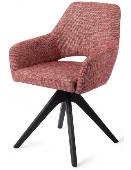 spisebordsstol med armlæn og drejefod stof drejefunktion egetræ moderne design