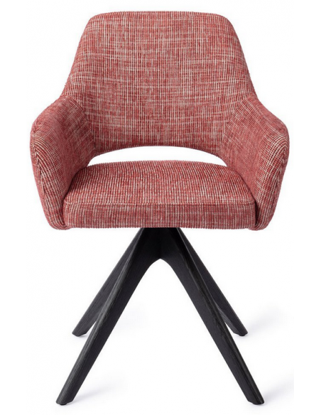 spisebordsstol med armlæn og drejefod stof drejefunktion egetræ moderne design