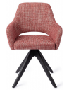 Yanai Spisebordsstol med armlæn og drejefod i egetræ og polyester H83 cm - Sort/Meleret bærrød