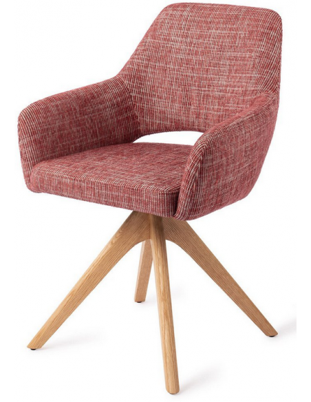 spisebordsstol med armlæn og drejefod stof drejefunktion egetræ moderne design eg