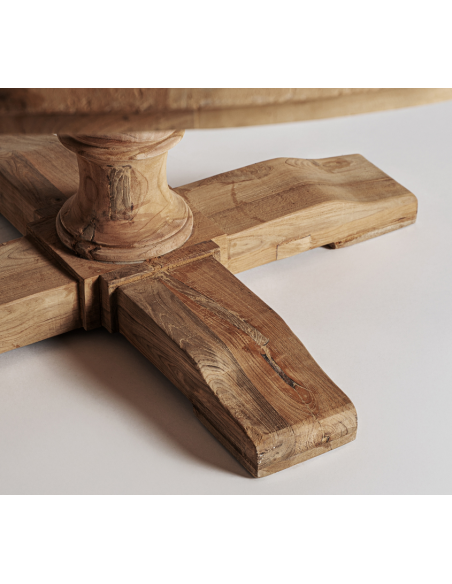 rundt spisebord træ teak rustikt design 180