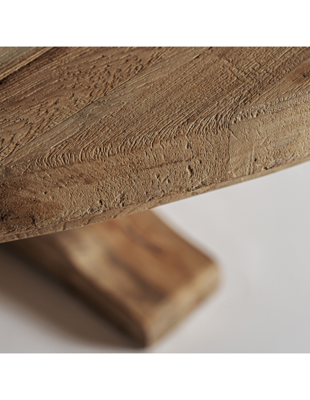 rundt spisebord træ teak rustikt design 180