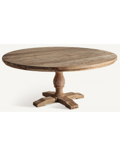 rundt spisebord træ teak rustikt design 180