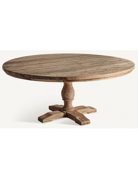 rundt spisebord træ teak rustikt design 180