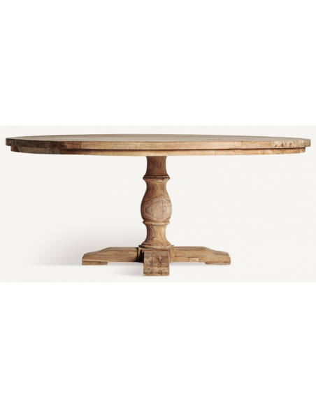 rundt spisebord træ teak rustikt design 180