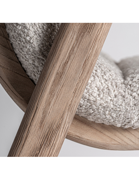 spisebordsstole med armlæn beige bouclé stof træ