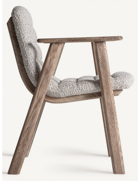 spisebordsstole med armlæn beige bouclé stof træ