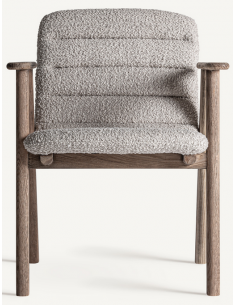 spisebordsstole med armlæn beige bouclé stof træ 2