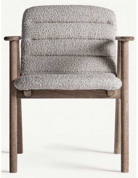spisebordsstole med armlæn beige bouclé stof træ