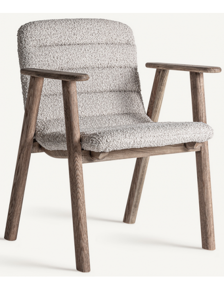 spisebordsstole med armlæn beige bouclé stof træ