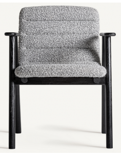 spisebordsstole med armlæn sort grå bouclé stof træ 2