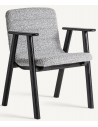 JACQUARD Spisebordsstol i mangotræ og bouclé H80 cm - Sort/Grå