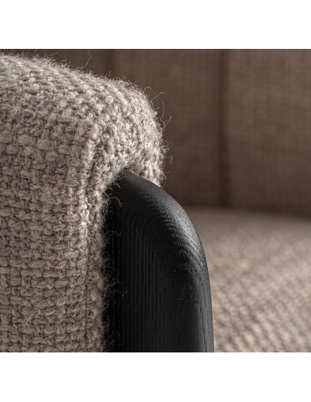 spisebordsstol med armlæn boucle moderne design egetræ sort