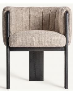 spisebordsstol med armlæn boucle moderne design egetræ sort 2