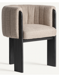 spisebordsstol med armlæn boucle moderne design egetræ sort