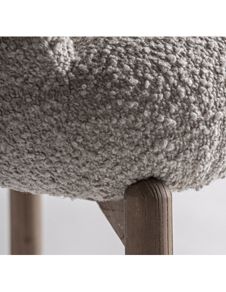 spisebordsstole med armlæn beige bouclé stof træ