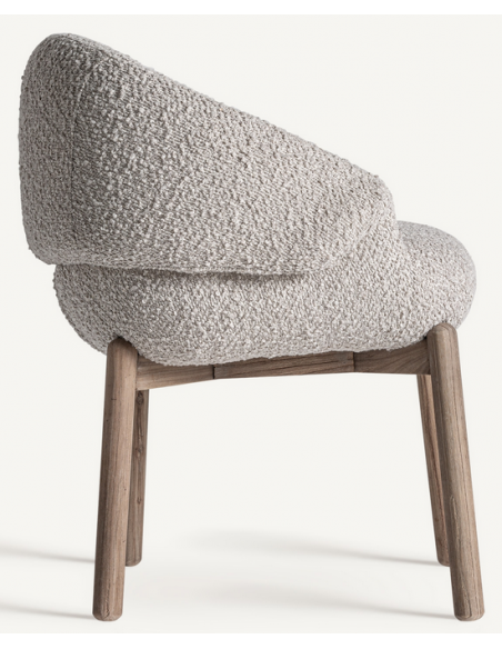 spisebordsstole med armlæn beige bouclé stof træ