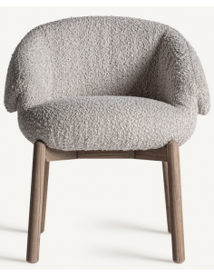 spisebordsstole med armlæn beige bouclé stof træ 2