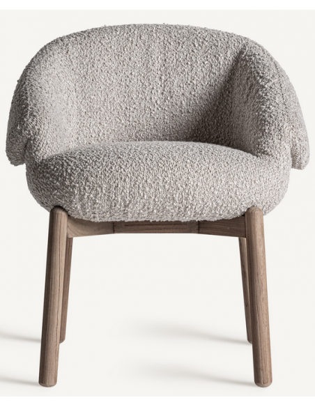 spisebordsstole med armlæn beige bouclé stof træ