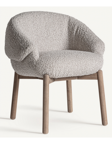 spisebordsstole med armlæn beige bouclé stof træ