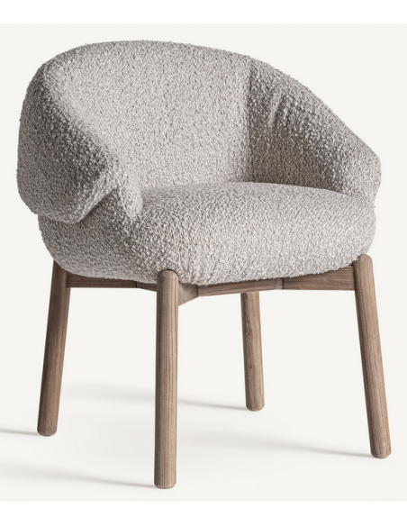 spisebordsstole med armlæn beige bouclé stof træ