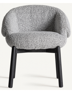 spisebordsstole med armlæn sort grå bouclé stof træ 2