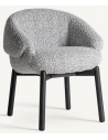 JACQUARD Spisebordsstol i mangotræ og bouclé H73 cm - Sort/Grå