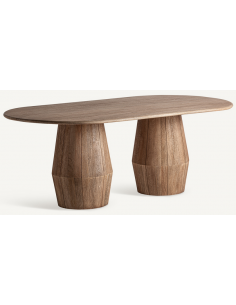 ovalt spisebord træ rustikt design