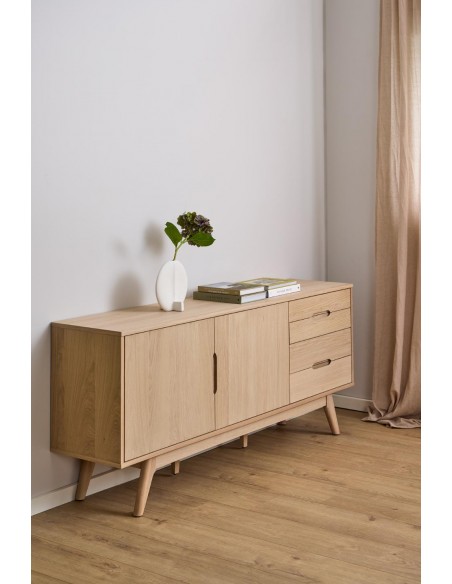 skænk træ eg egetræ olieret 180 cm skuffer skabe hylder moderne design
