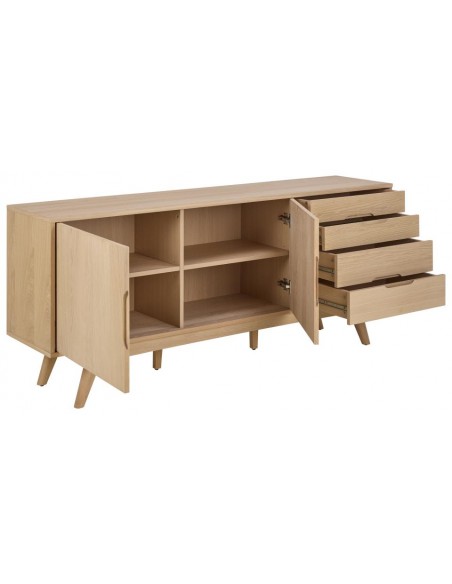 skænk træ eg egetræ olieret 180 cm skuffer skabe hylder moderne design
