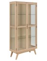 Vitrineskab i egetræsfinér og glas H192 cm - Hvidpigmenteret eg