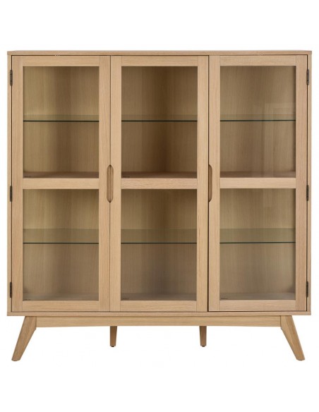 lavt vitrineskab træ eg egetræ olieret skabe hylder moderne design vitrine