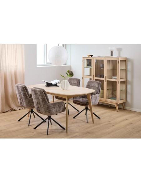 lavt vitrineskab træ eg egetræ olieret skabe hylder moderne design vitrine