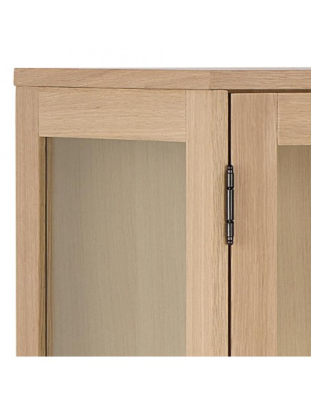 lavt vitrineskab træ eg egetræ olieret skabe hylder moderne design vitrine