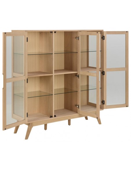 lavt vitrineskab træ eg egetræ olieret skabe hylder moderne design vitrine