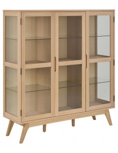 lavt vitrineskab træ eg egetræ olieret skabe hylder moderne design vitrine