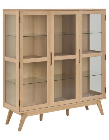 lavt vitrineskab træ eg egetræ olieret skabe hylder moderne design vitrine