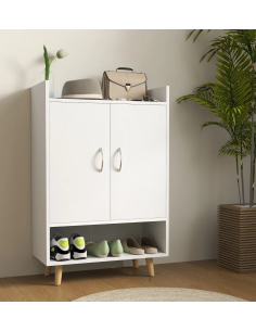 Skoskab gulv træ billigt eg egetræ garderobe entre hvid 2