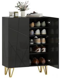 Skoskab gulv træ billigt eg egetræ garderobe entre sort 2