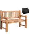 Havebænk med ryglæn i teaktræ + cover B120 cm - Teak