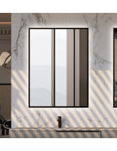 sort badeværelsesspejl vægspejl spejl lys belysning badeværelse vask håndvask led