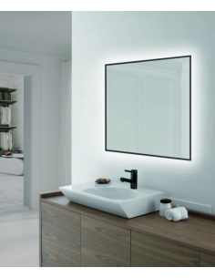 sort badeværelsesspejl vægspejl spejl lys belysning badeværelse vask håndvask led 2