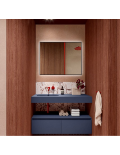 sort badeværelsesspejl vægspejl spejl lys belysning badeværelse vask håndvask led